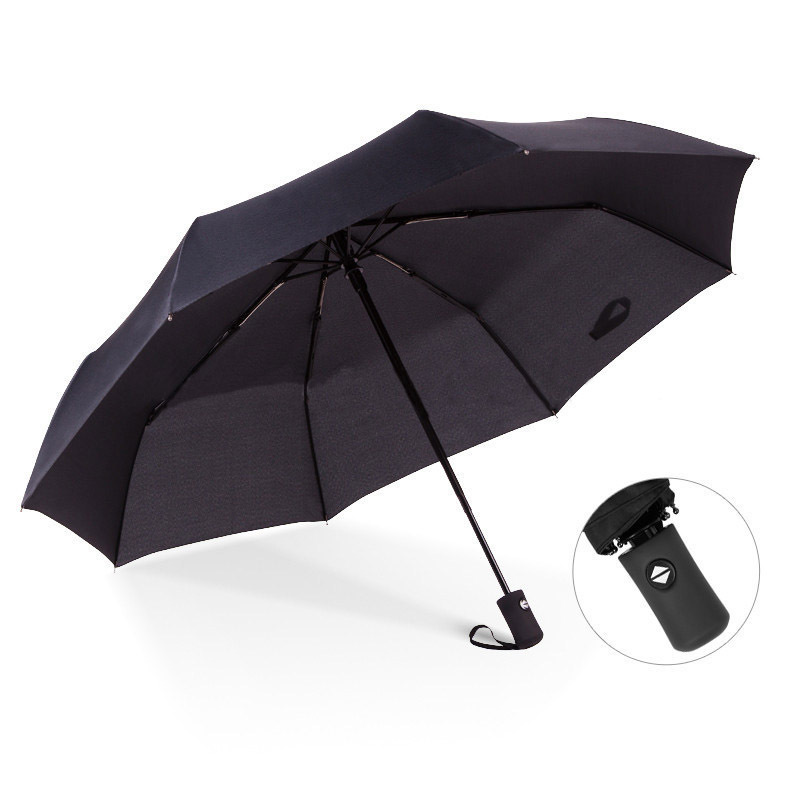 Paraguas 3 Folding Travel Umbrella With Logo Black Pongee Waterproof Umbrella Automatic