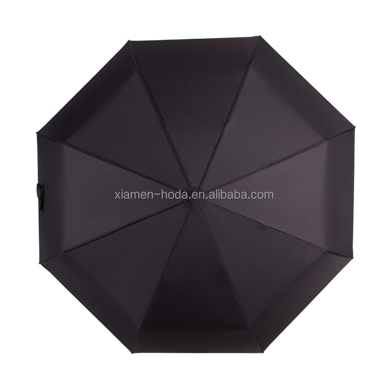 Paraguas 3 Folding Travel Umbrella With Logo Black Pongee Waterproof Umbrella Automatic