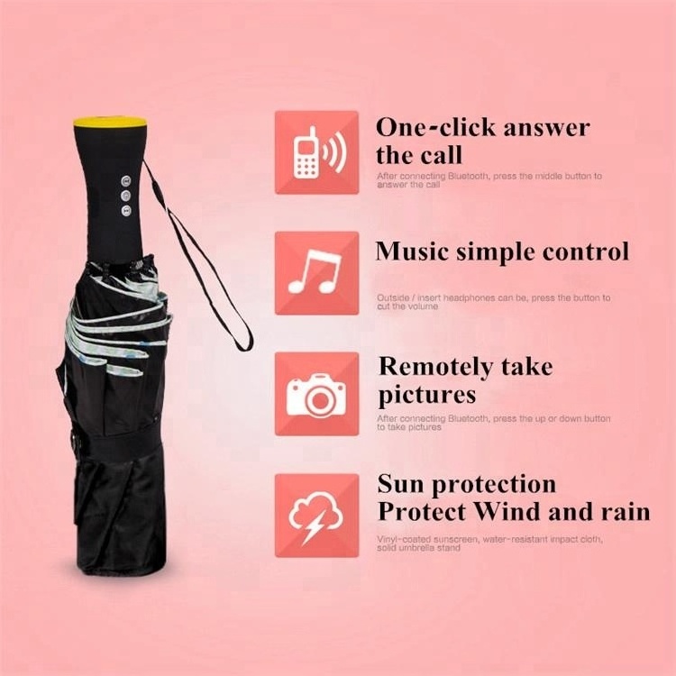 Innovative BT music cell phone USB uv umbrella can Connect the phone