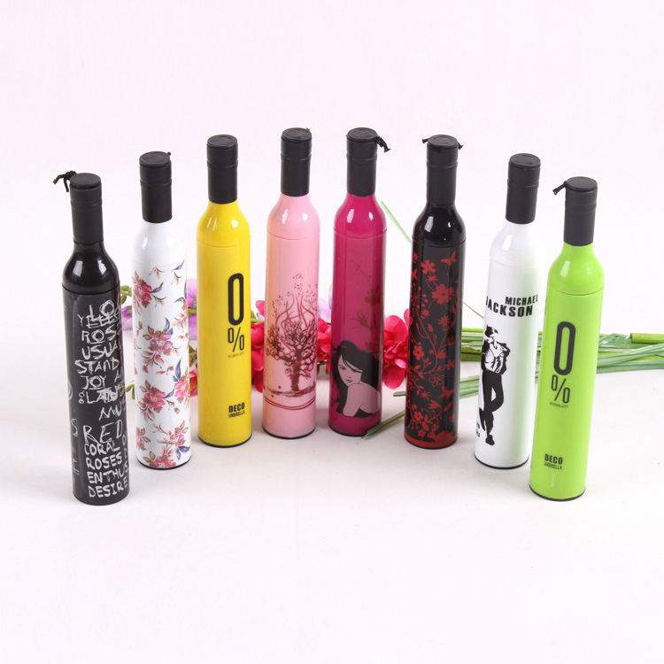 2022 new tie dye custom logo umbrella wine bottle 3 folding umbrella for the gifts