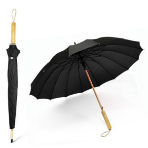 High quality new design wooden stick handle umbrella with 16 ribs