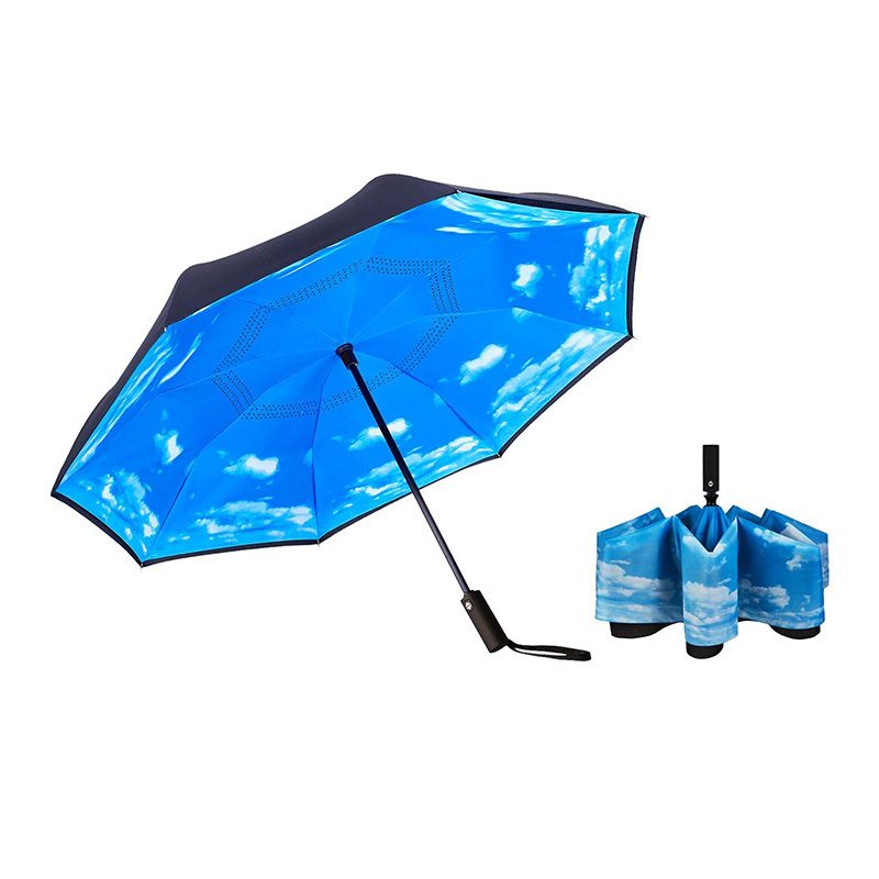 Modern Umbrella With Logo Parasol Umbrellas Uv Protection 8 Ribs Travel Compact Inverted Umbrella Folding For The Rain