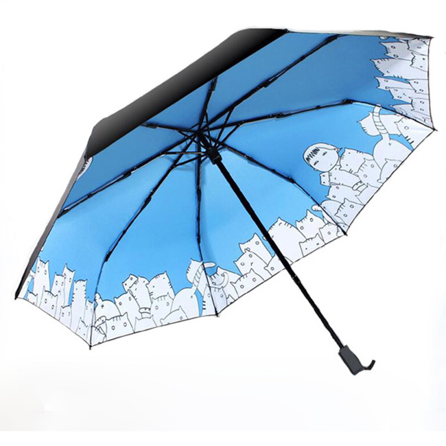 three fold umbrella uv protection branding umbrellas strong windproof umbrella factory from Xiamen Hoda