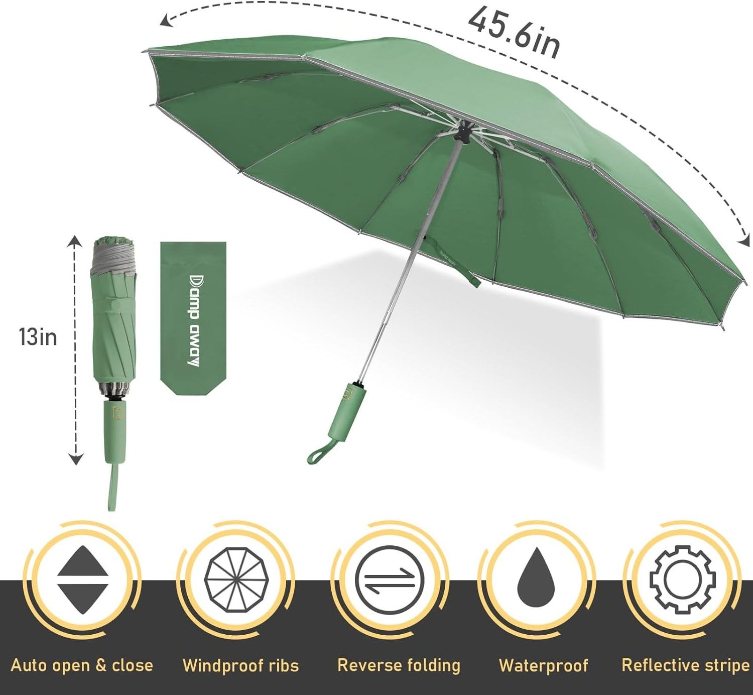 Sombrillas New Products In The Market Dark Green Umbrella Automatic Portable Reverse Folding Car Umbrella For Men and Women