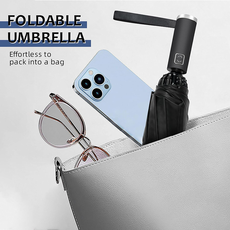 Paraguas Luxury Custom Small Umbrella With Logo Black Automatic Uv Umbrella 3 Folding For The Rain