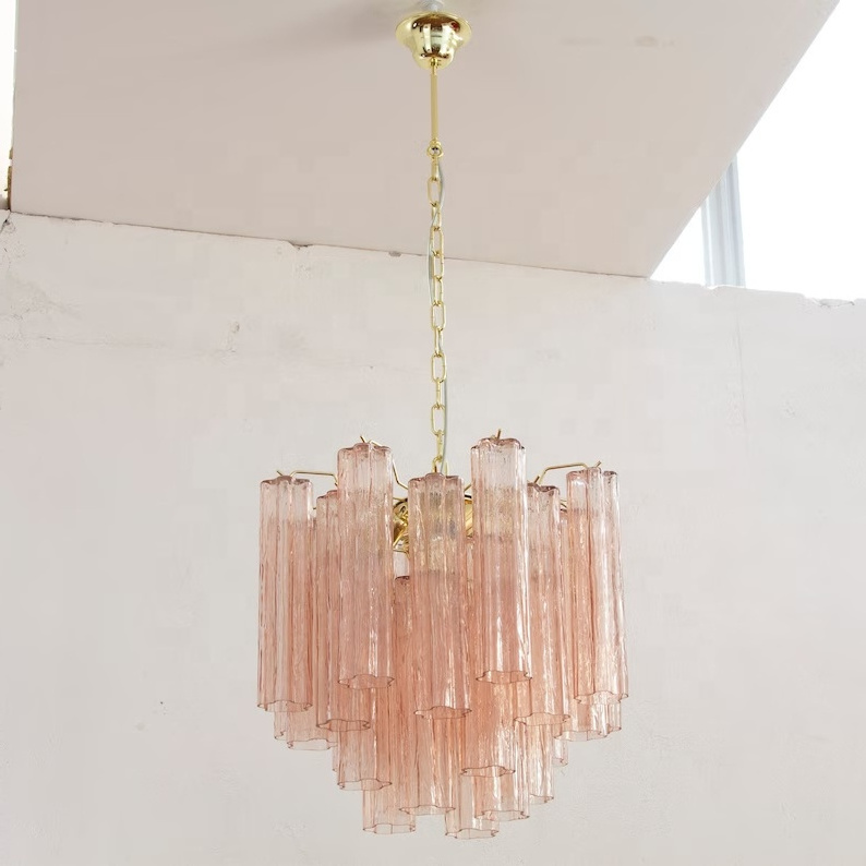 nordic design chandelier vintage murano glass chandelier hanging lamp pink flower lighting fixture for dining room