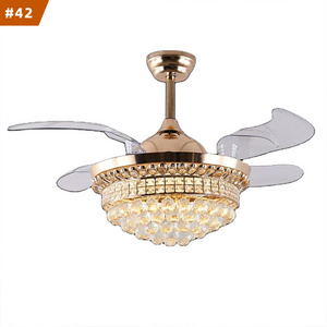 AMJ new arrival crystal light chandelier specification 42 Inch dining ceiling fan with chandelier remote control chandelier fan