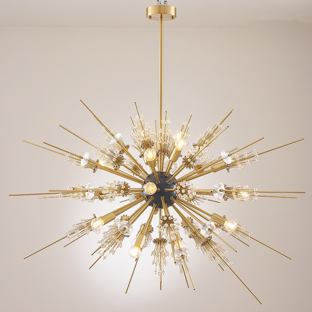 dining room chandelier sputnik gold starburst crystal chandelier light fixture for living room bedroom entryway foyer