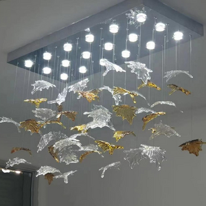 lighting chandelier modern chandeliers dining table kitchen room indoor home ceiling mounted maple leaf glass pendant light