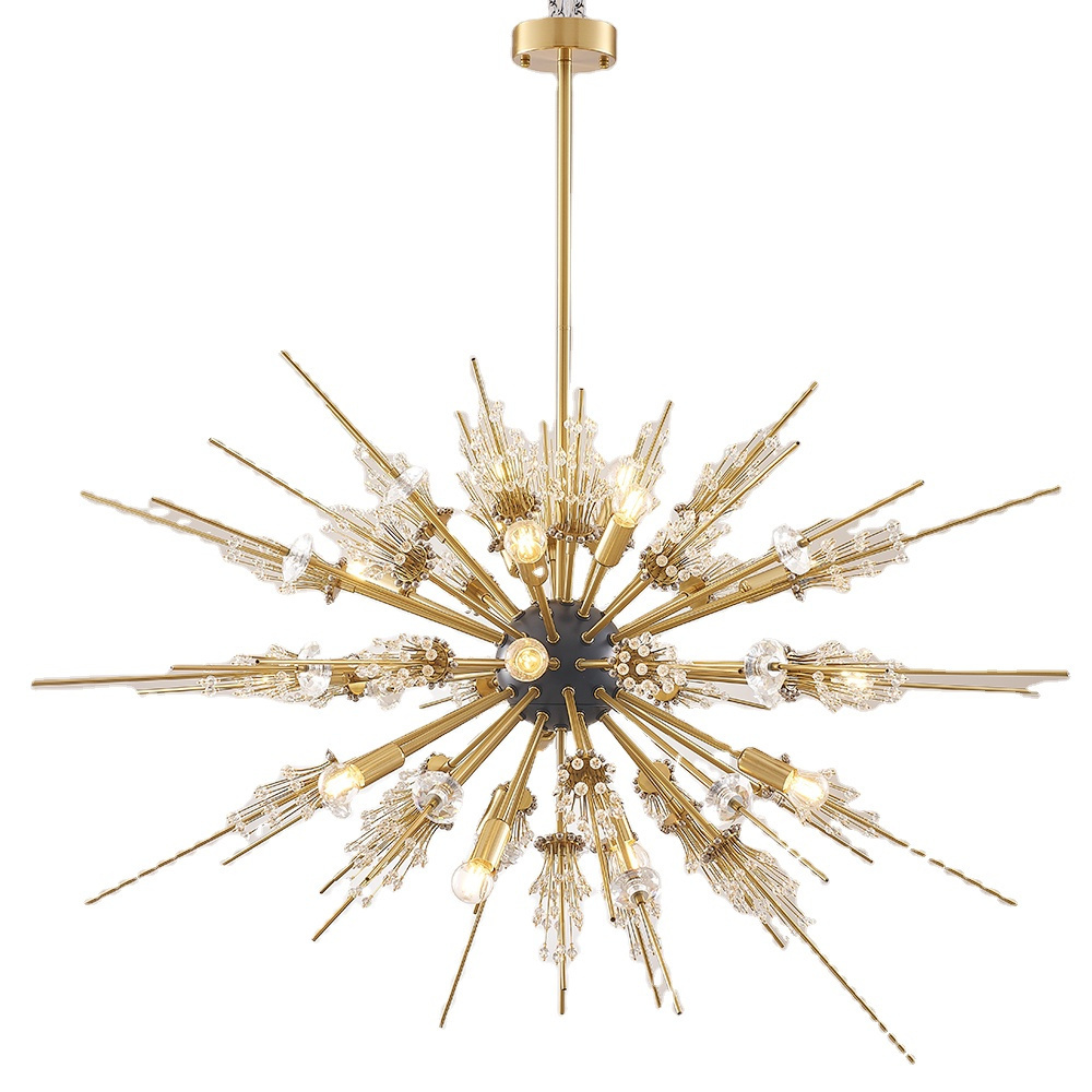 dining room chandelier sputnik gold starburst crystal chandelier light fixture for living room bedroom entryway foyer