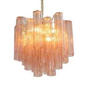 nordic design chandelier vintage murano glass chandelier hanging lamp pink flower lighting fixture for dining room