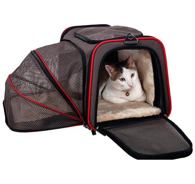 Double Expandable Pet Carrier Foldable Pet Carrier Travel Carrier for Dogs and Cats