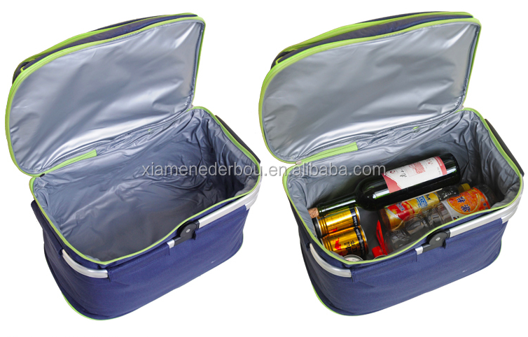 Picnic Basket Set Insulated Tote with Cooler Compartment and Complete Flatware