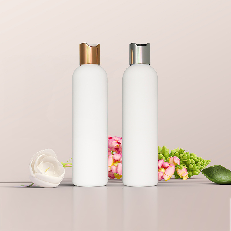 60ml 250ml 1000ml Round Shoulder PE Plastic Bottle Custom White Shampoo Bottles for Body Lotion Shower Gel Skincare Packaging