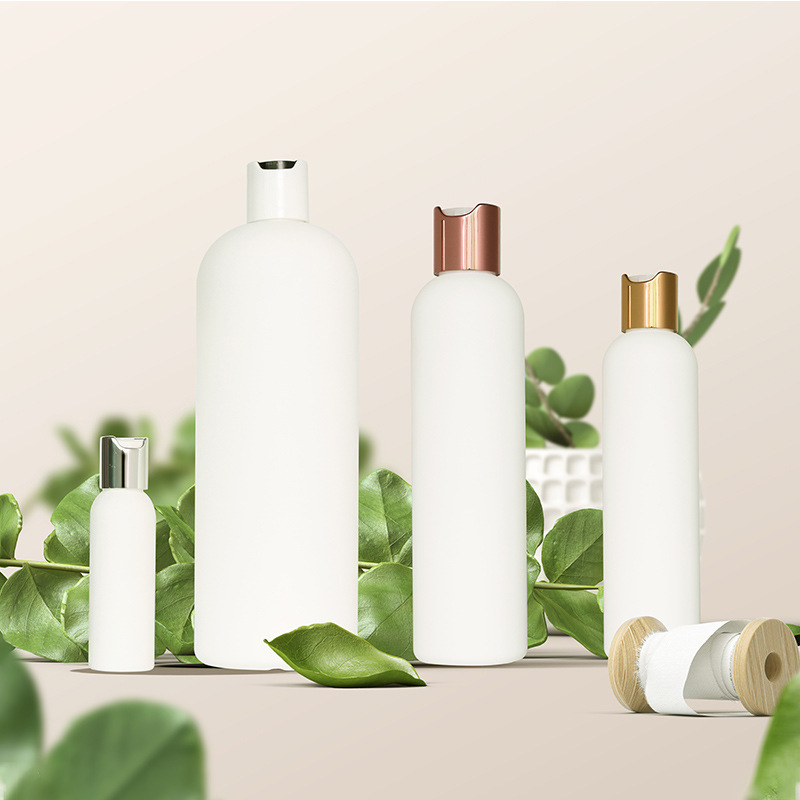 60ml 250ml 1000ml Round Shoulder PE Plastic Bottle Custom White Shampoo Bottles for Body Lotion Shower Gel Skincare Packaging