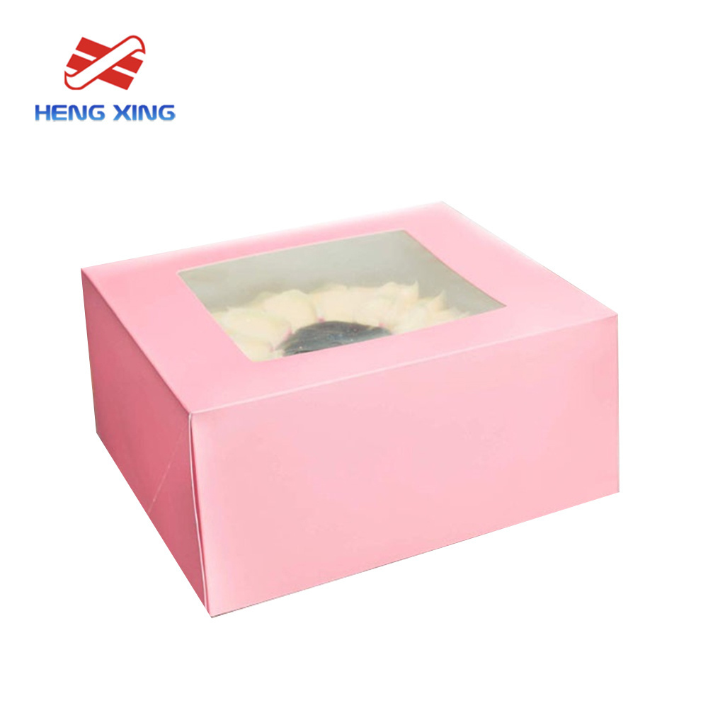 HENGXING wholesale custom cake box pink cake boxes in bulk   cake box with window