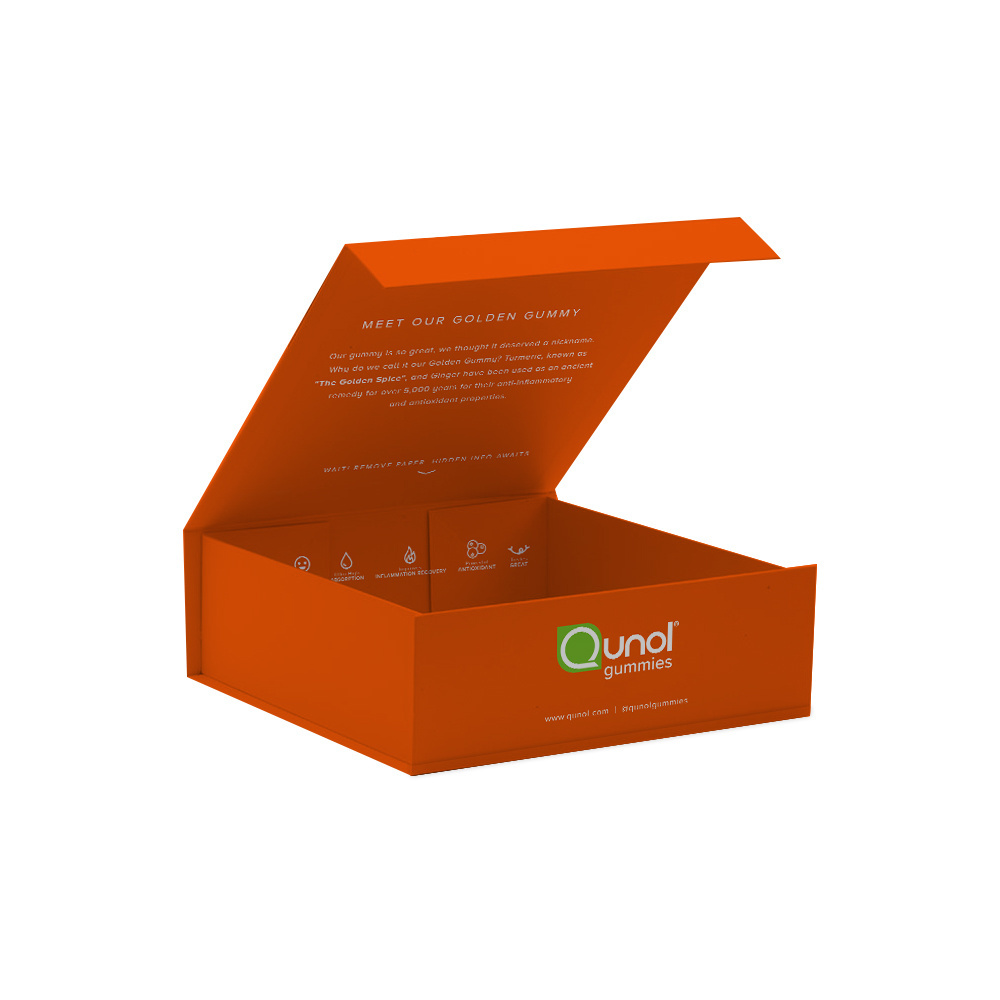 custom collapsible gift  box packaging with magnetic latch large orange  packaging magnetic box