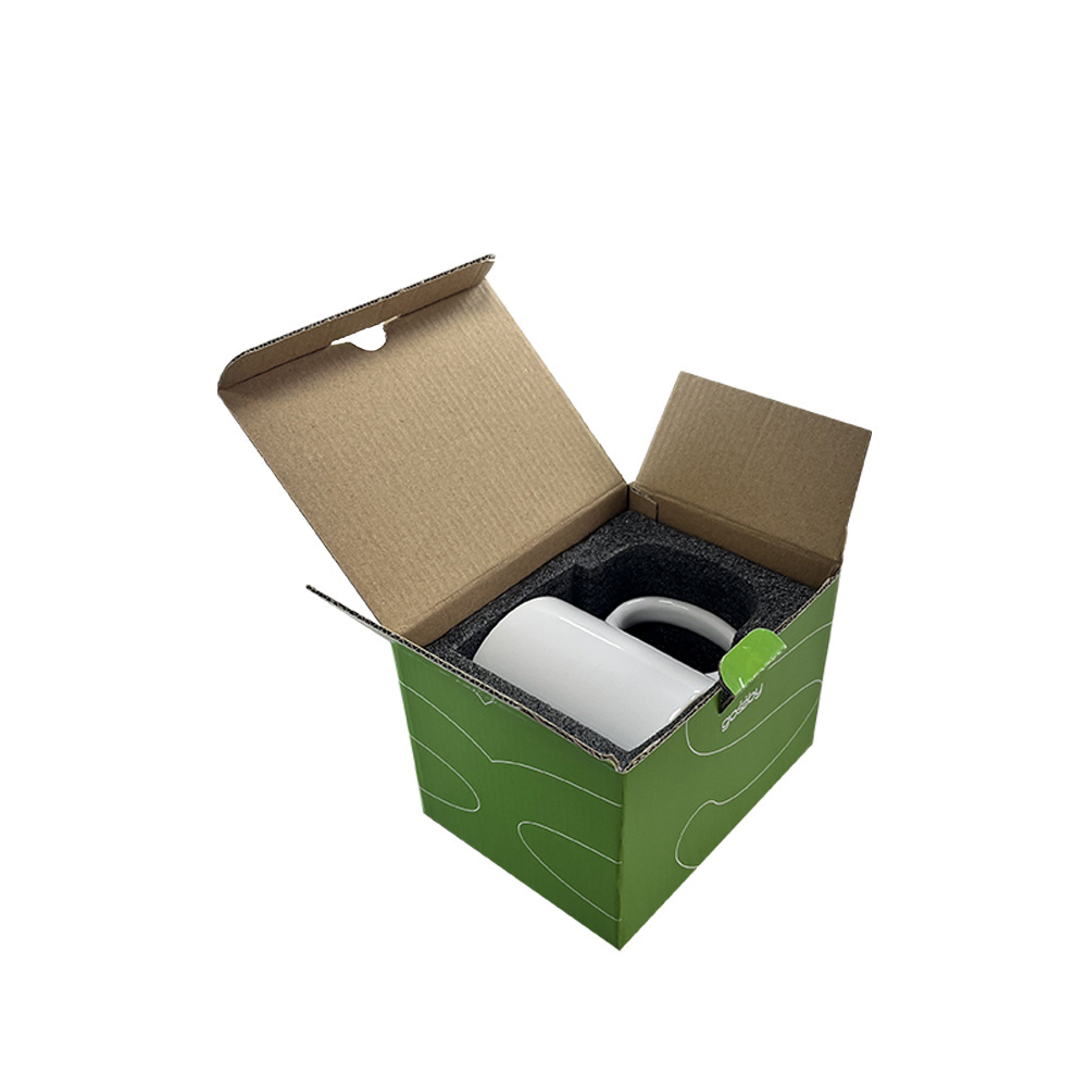 Personalised Custom White Paper Cardboard Corrugated Mail Coffee Mug Packaging Box With Foam Insert For Shipping