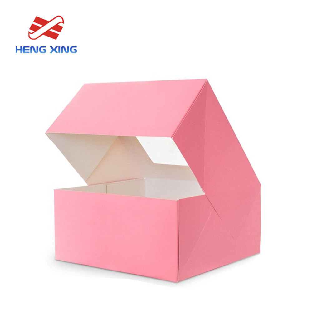 HENGXING wholesale custom cake box pink cake boxes in bulk   cake box with window