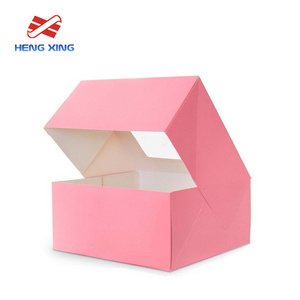 HENGXING wholesale custom cake box pink cake boxes in bulk   cake box with window