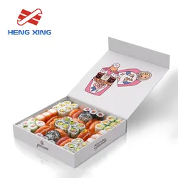 Eco Friendly Luxury Cardboard Paper School Lunch Box Disposable Take Out Takeaway To Go Sushi Bento Paper Box