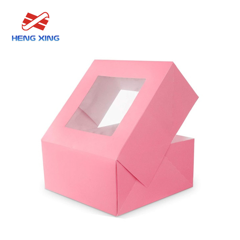 HENGXING wholesale custom cake box pink cake boxes in bulk   cake box with window