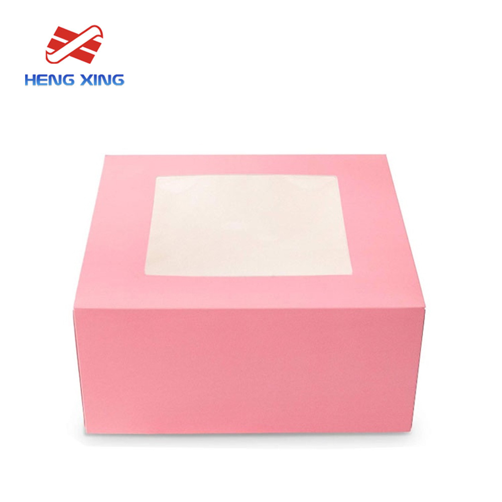 HENGXING wholesale custom cake box pink cake boxes in bulk   cake box with window