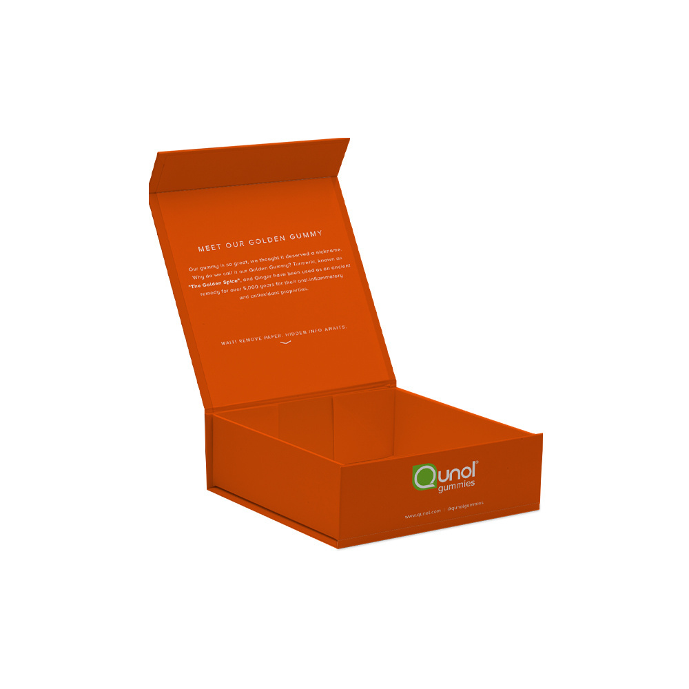 custom collapsible gift  box packaging with magnetic latch large orange  packaging magnetic box