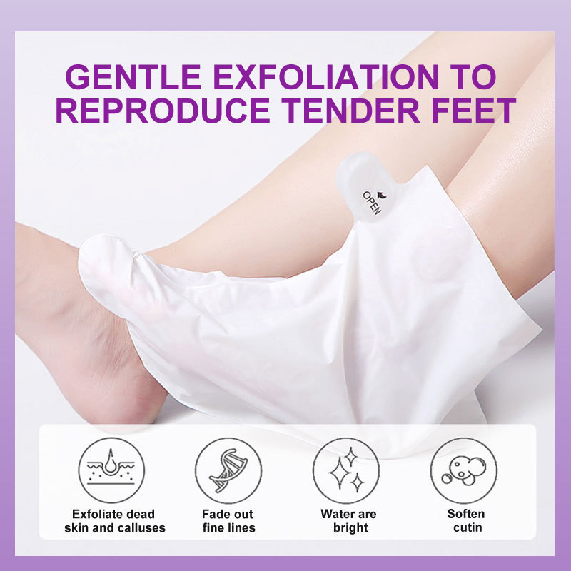 Private Label Exfoliating Foot Peel Mask Baby Soft Feet Skin Care Peeling Calluses Smooth Natural Lavender Foot Peel Mask