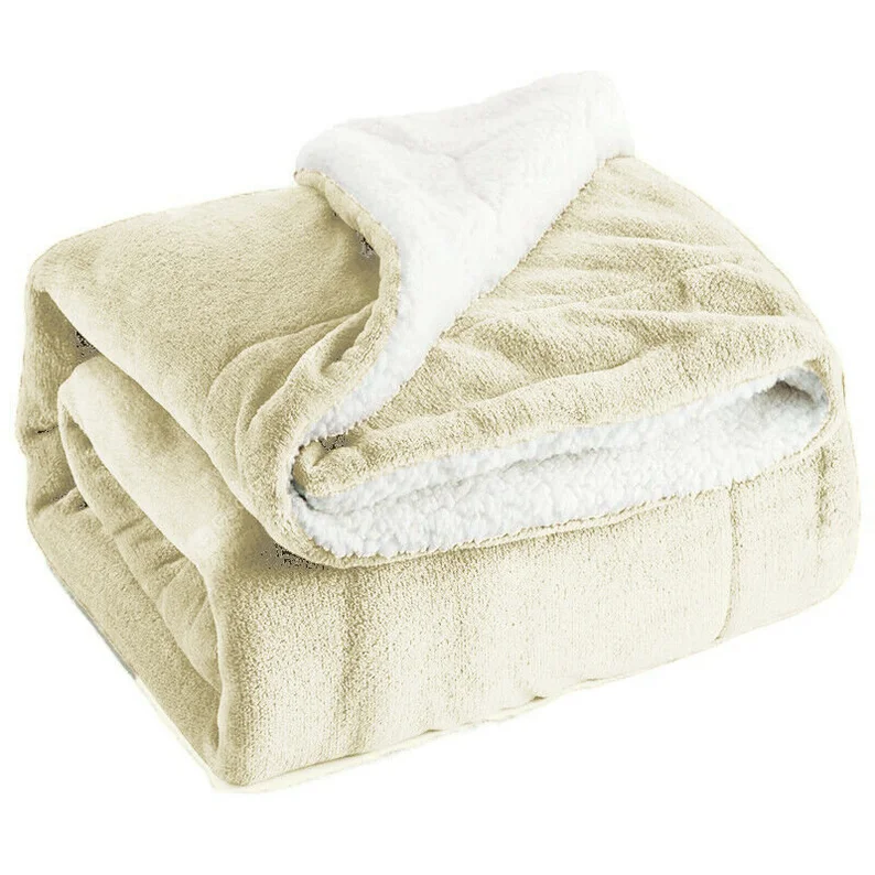 New season winter king size super warm blanket soft double layers fleece sherpa blanket in bulk for winter