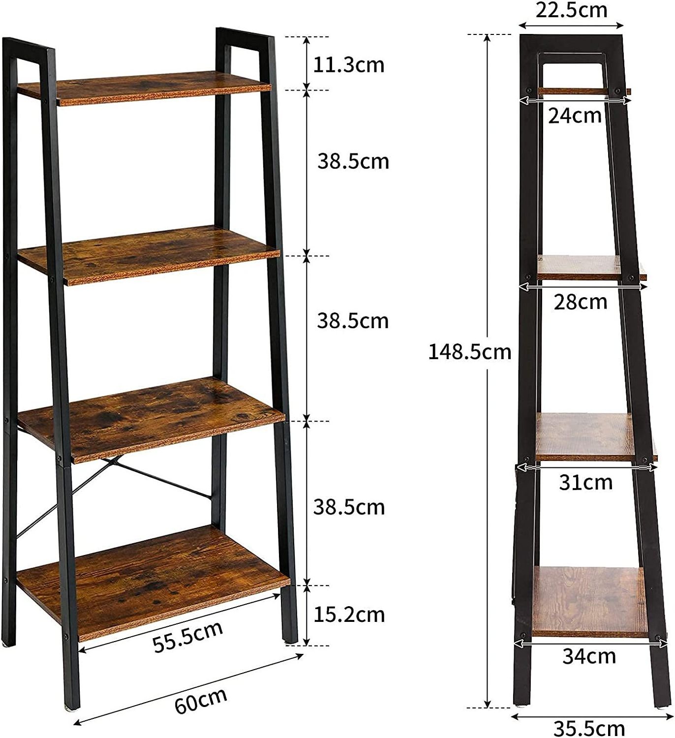 Living room metal frame corner bookshelf unit storage shelf 4 bookshelf floor simple board multi-layer shelf