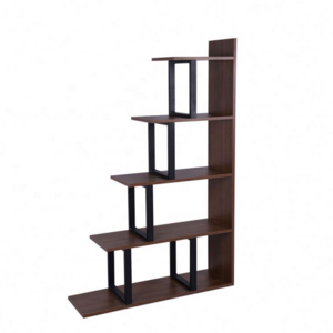 Luxury Storage Rack Book Shelf Modern Brown Retro 4-levels 5 Shelves Wooden Ladder Bookshelf For Bedroom Organizer