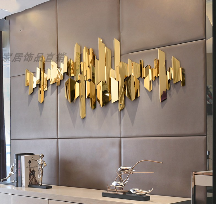 Living room  background stainless steel wall decoration wall hanging light luxury wall metal decoration