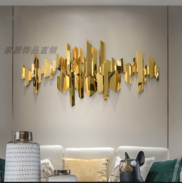 Living room  background stainless steel wall decoration wall hanging light luxury wall metal decoration