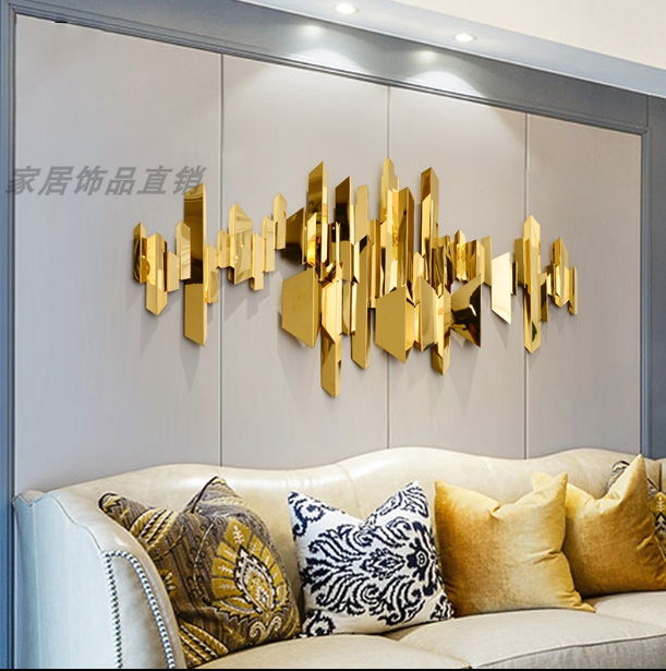 Living room  background stainless steel wall decoration wall hanging light luxury wall metal decoration