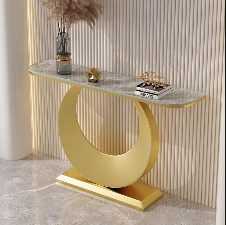 Hign End Entrance Table Stainless Steel Gold Italian Console Table