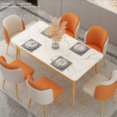 Wholesale modern simple style dining room set rectangle Dining Table chair light luxury marble household Dining Table