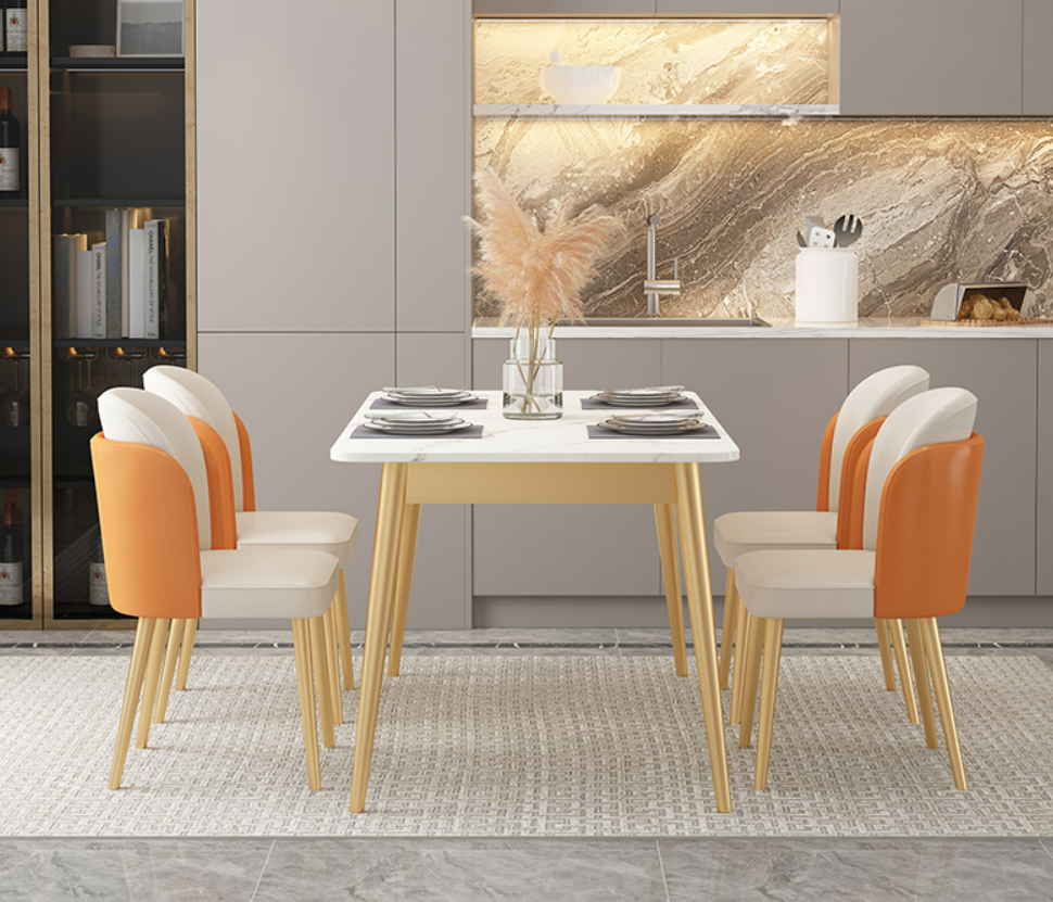 Wholesale modern simple style dining room set rectangle Dining Table chair light luxury marble household Dining Table