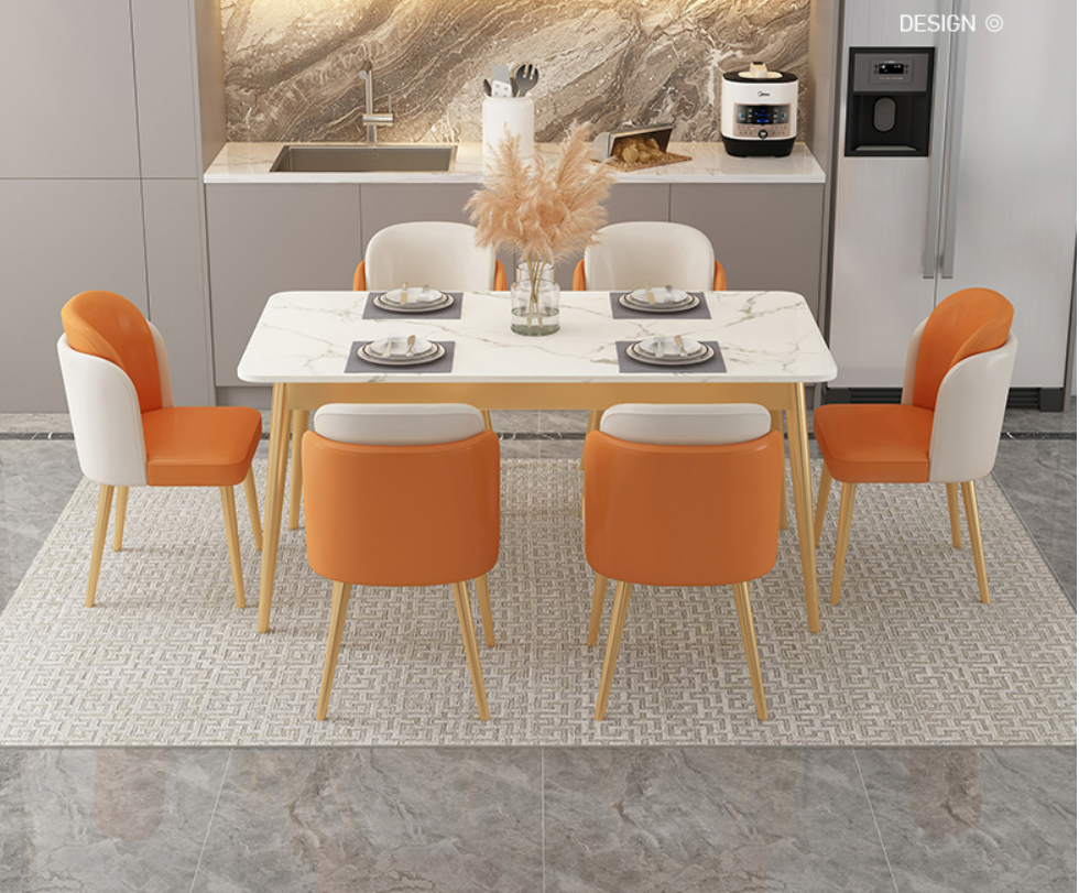 Wholesale modern simple style dining room set rectangle Dining Table chair light luxury marble household Dining Table