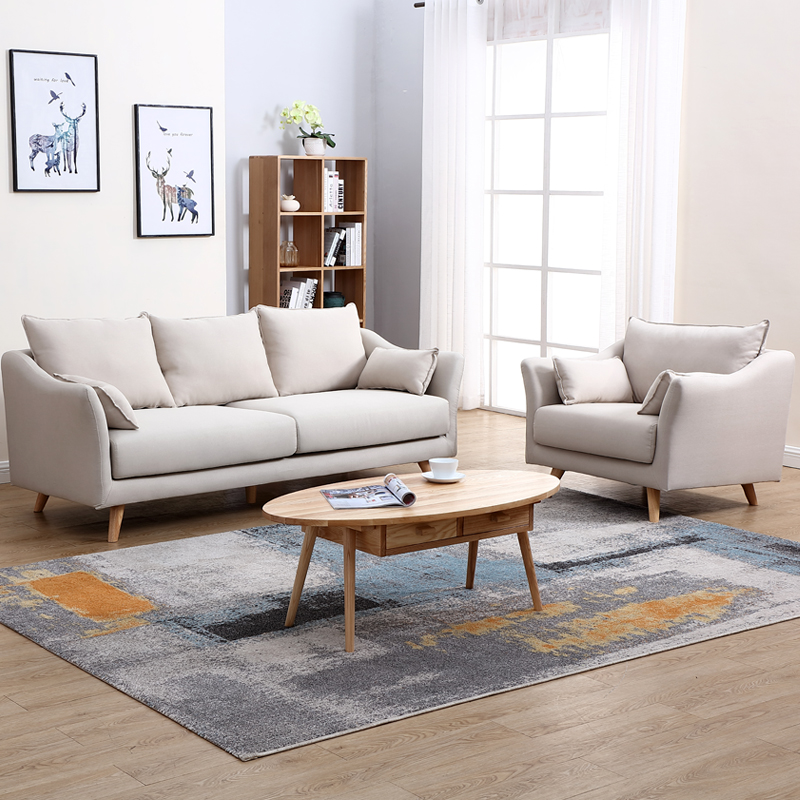 2021 High quality living room hotel fabric solid wooden frame double sofa chair upholstered sofas