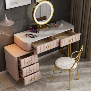 High quality hot sale modern 120 100 80 cm marble velvet vanity table with drawers