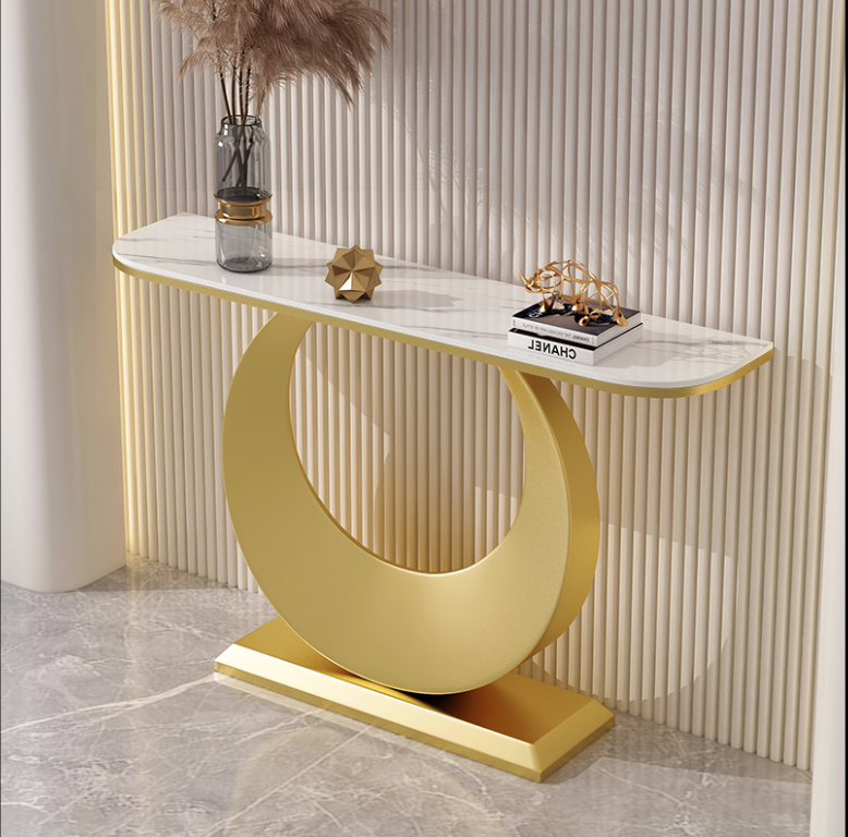 Hign End Entrance Table Stainless Steel Gold Italian Console Table