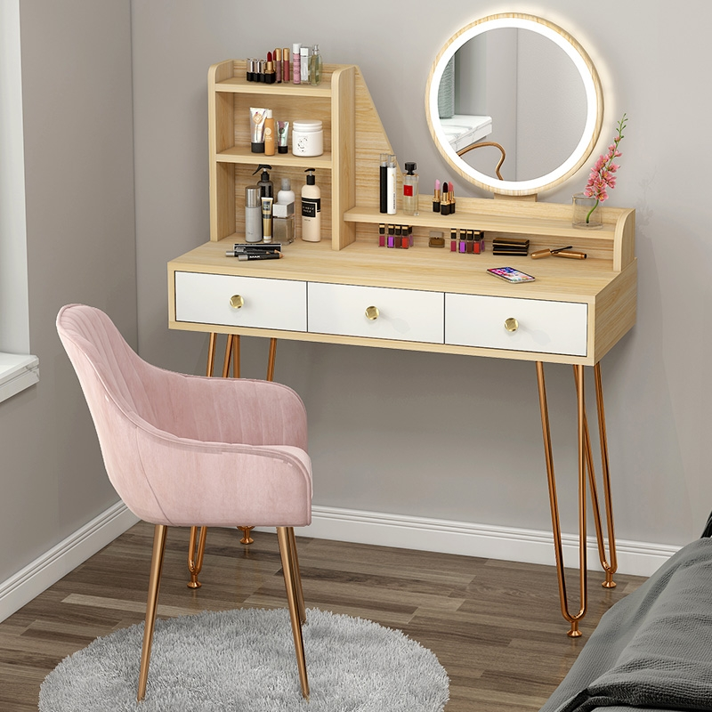 Modern Nordic bedroom furniture set dressing tables pink blue rotatable Retractable makeup vanity table set