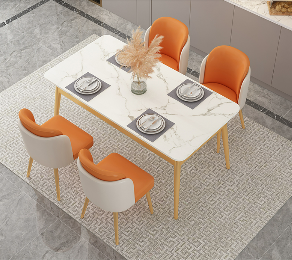 Wholesale modern simple style dining room set rectangle Dining Table chair light luxury marble household Dining Table