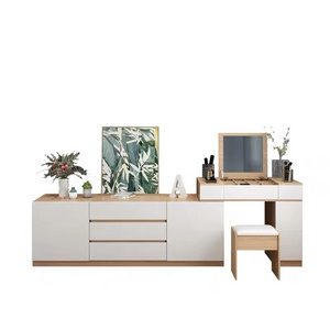 Moxie Modern elegant large storage 2 door 3 drawers cabinet wooden dressing table with hidden mirror