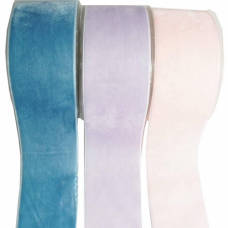 PANO Wholesale colorful stretch Custom single double sided 1/4 velvet ribbon for Garment