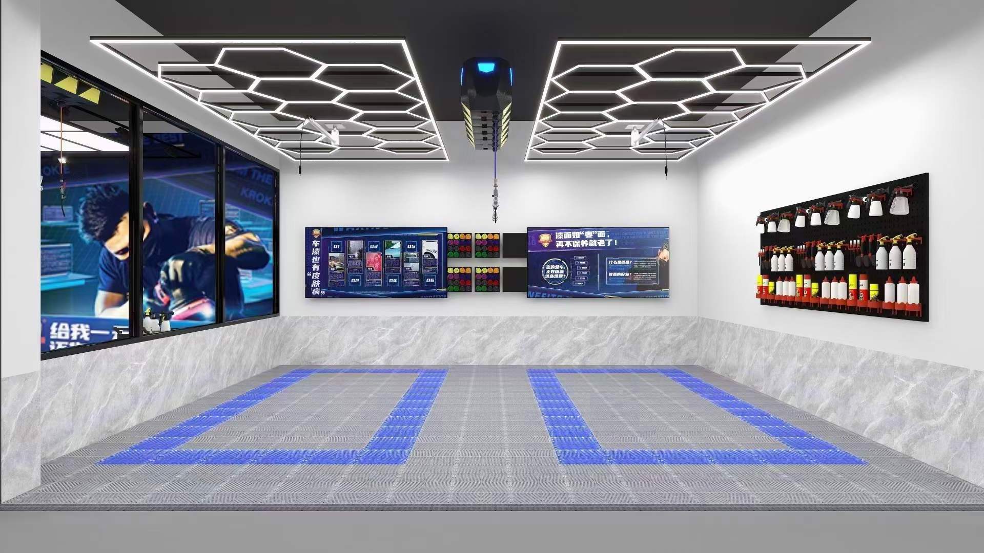 Garage Detailing Lighting Hexagon  Led Working Ceiling Light