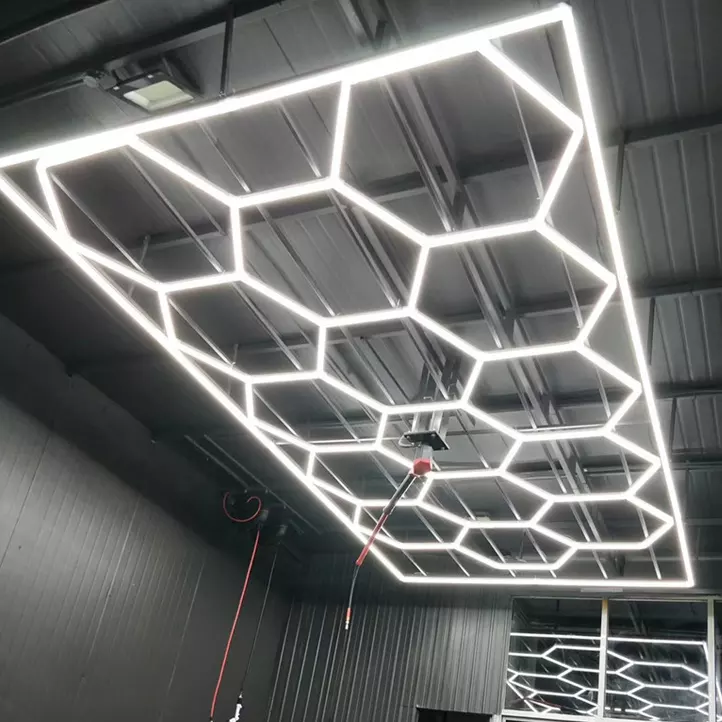 DIY Deformable Linear Hexagonal LED light Hex Detailing Garage Lamp Gym Modular Ceiling Led Hexagon Lights