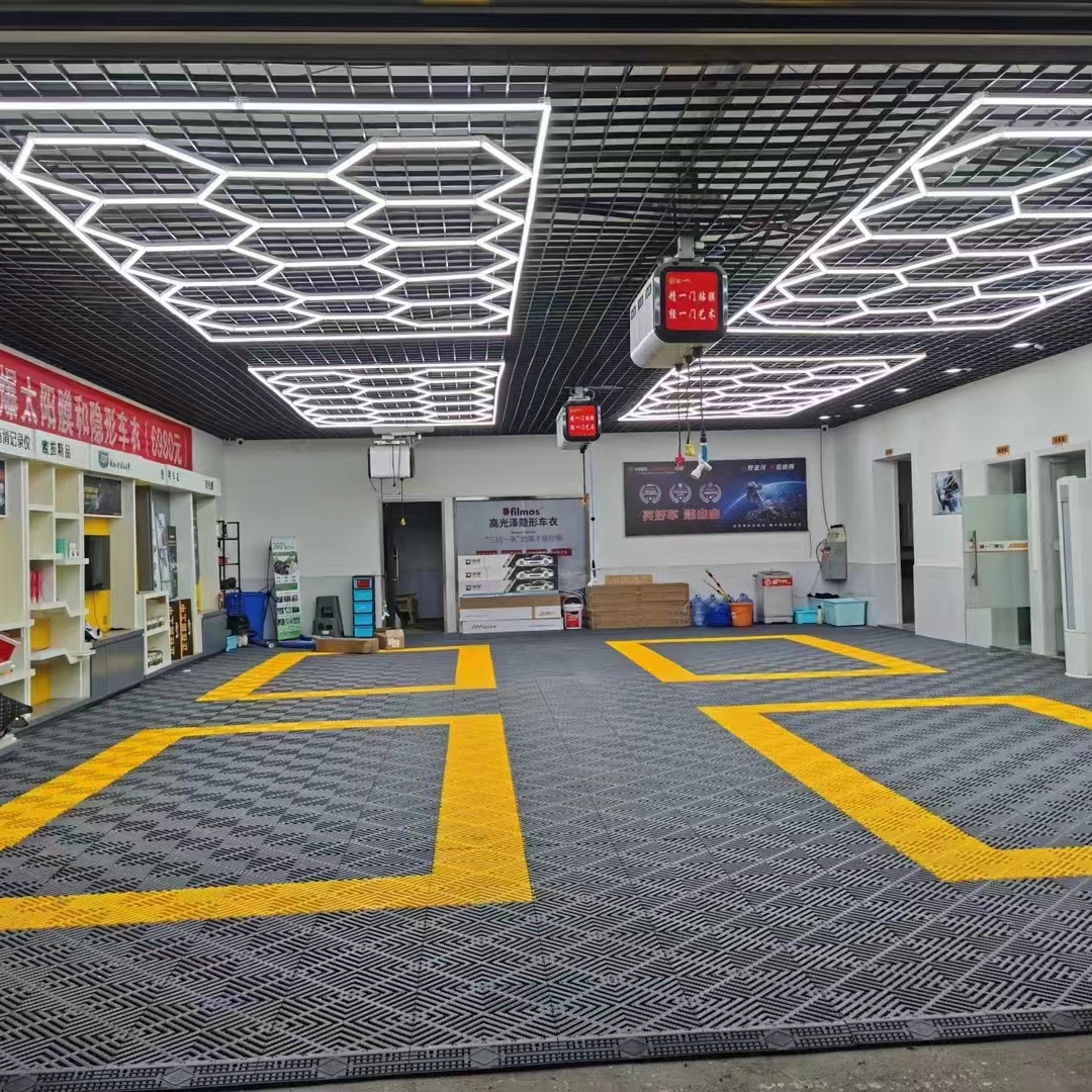 Mid-year promotion Factory Price deformable hanging modular garage ceiling detailing light hexagonal led light