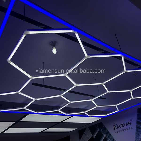 Customized Color Purple Blue Pink Led Honeycomb hexagon hex-grid Light Ceiling Detailing Lamp